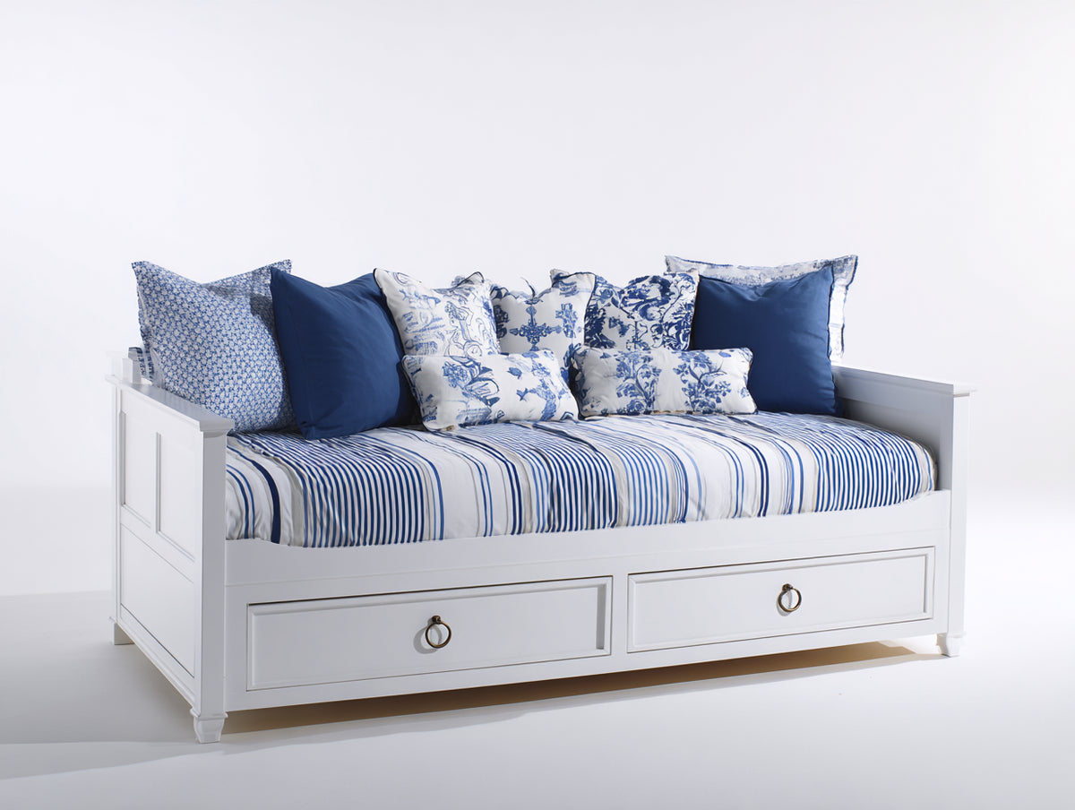 Canapé lit - Bois - 210 x 100 x 88 cm - Blanc - Style côtier avec rangement intégré