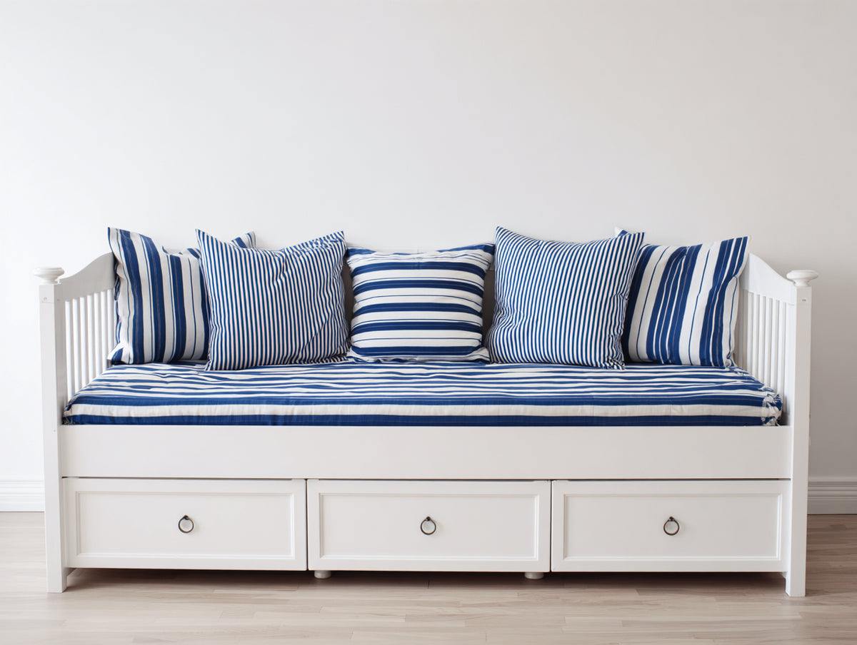 Canapé lit - Bois - 214 x 100 x 92 cm - Blanc - Style côtier classique avec rangement intégré