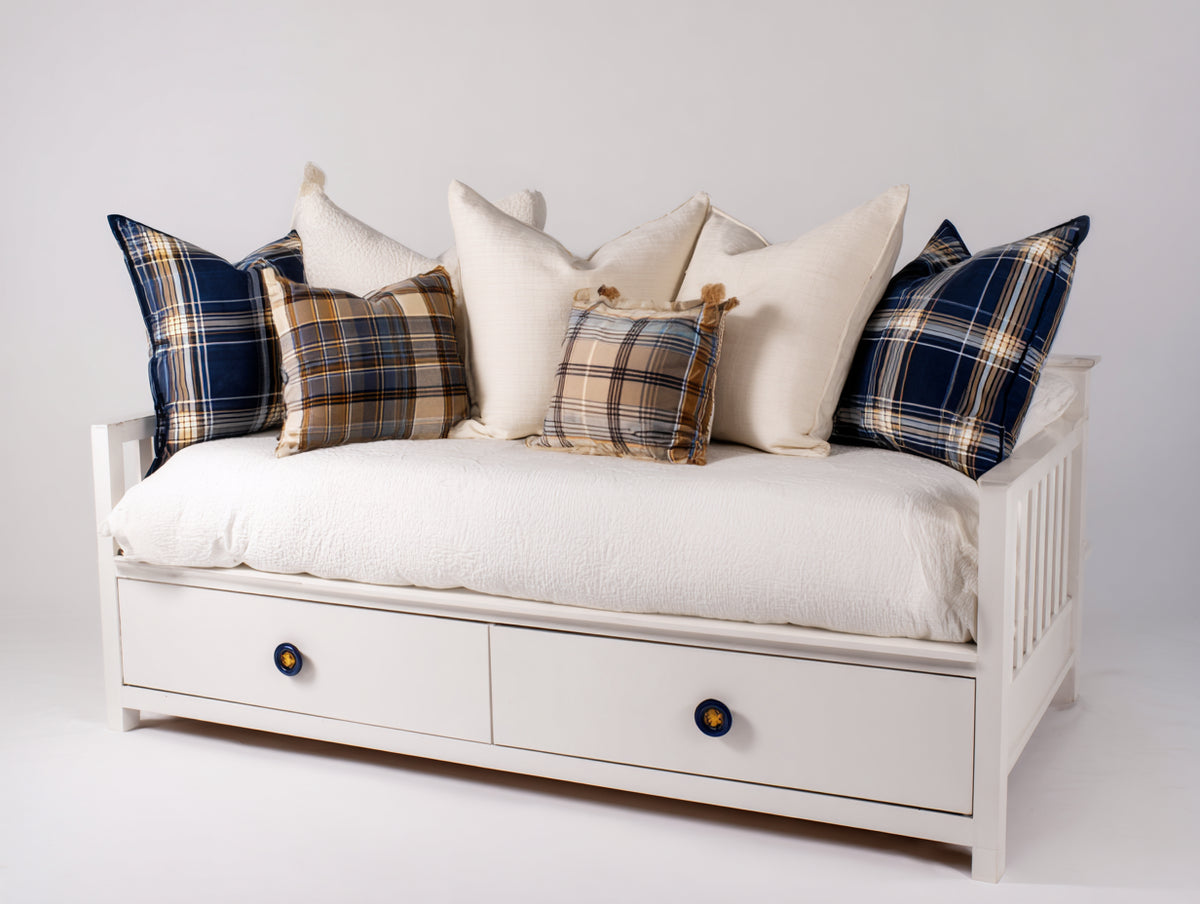 Canapé lit - Bois - 210 x 99 x 88 cm - Blanc - Style côtier avec rangement intégré