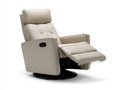 Fauteuil relax - Revêtement effet cuir - 82 x 90 x 105 cm - Beige clair - Style minimaliste avec repose-pieds et base pivotante
