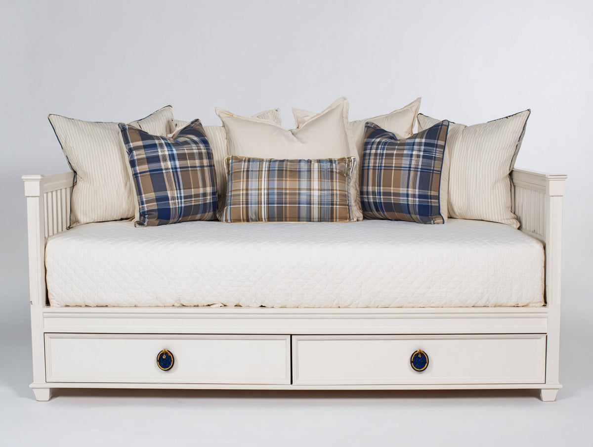 Canapé lit - Bois - 213 x 100 x 90 cm - Blanc - Style classique avec rangement intégré