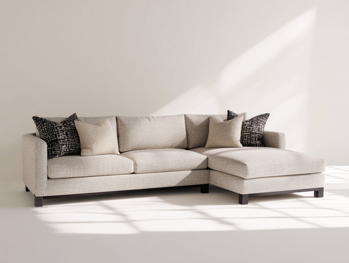 Canapé d'angle - Tissu-Bois - 272 x 164 x 85 cm - Beige clair - Style moderne spacieux avec méridienne