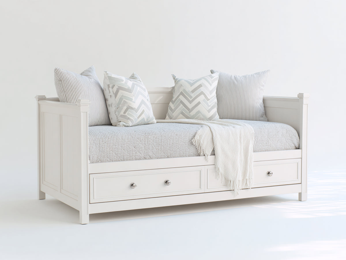 Canapé lit - Bois - 211 x 100 x 92 cm - Blanc - Style classique avec rangement intégré