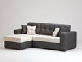 Canapé d'angle - Tissu - 250 x 155 x 90 cm - Gris anthracite-Blanc cassé - Style moderne bicolore avec méridienne