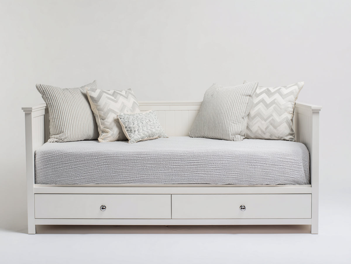 Canapé lit - Bois - 214 x 101 x 90 cm - Blanc - Style contemporain épuré avec rangement intégré